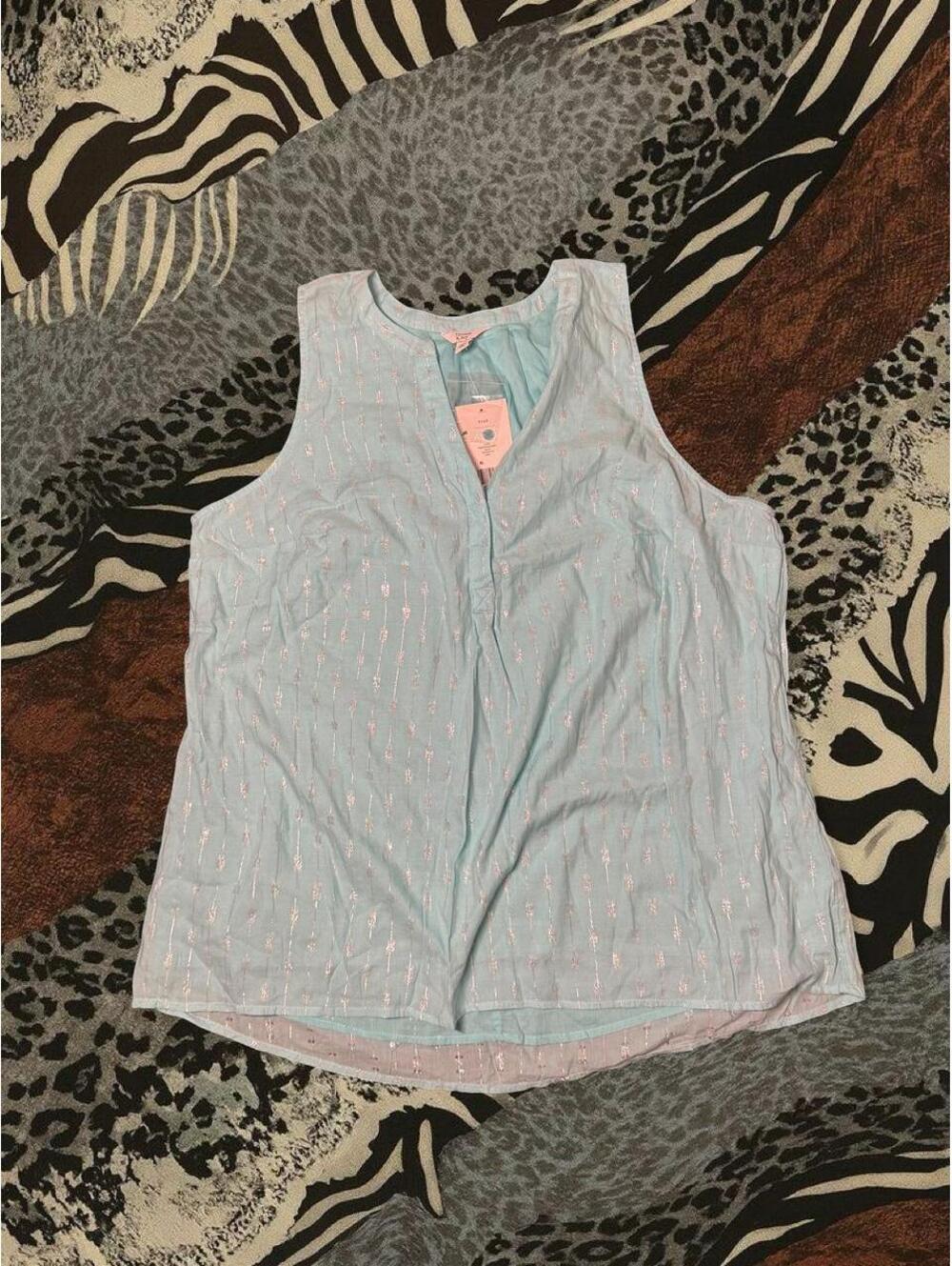 Crown & Ivy Women's Blue and Green Blous